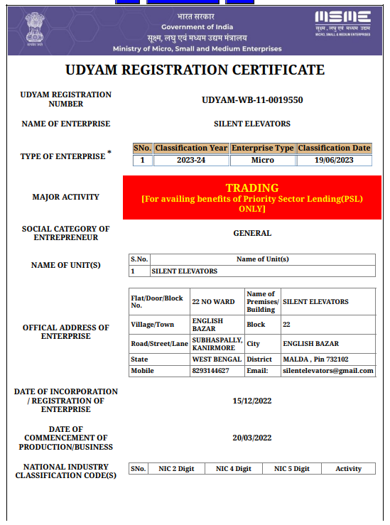 UDYAM Certificate